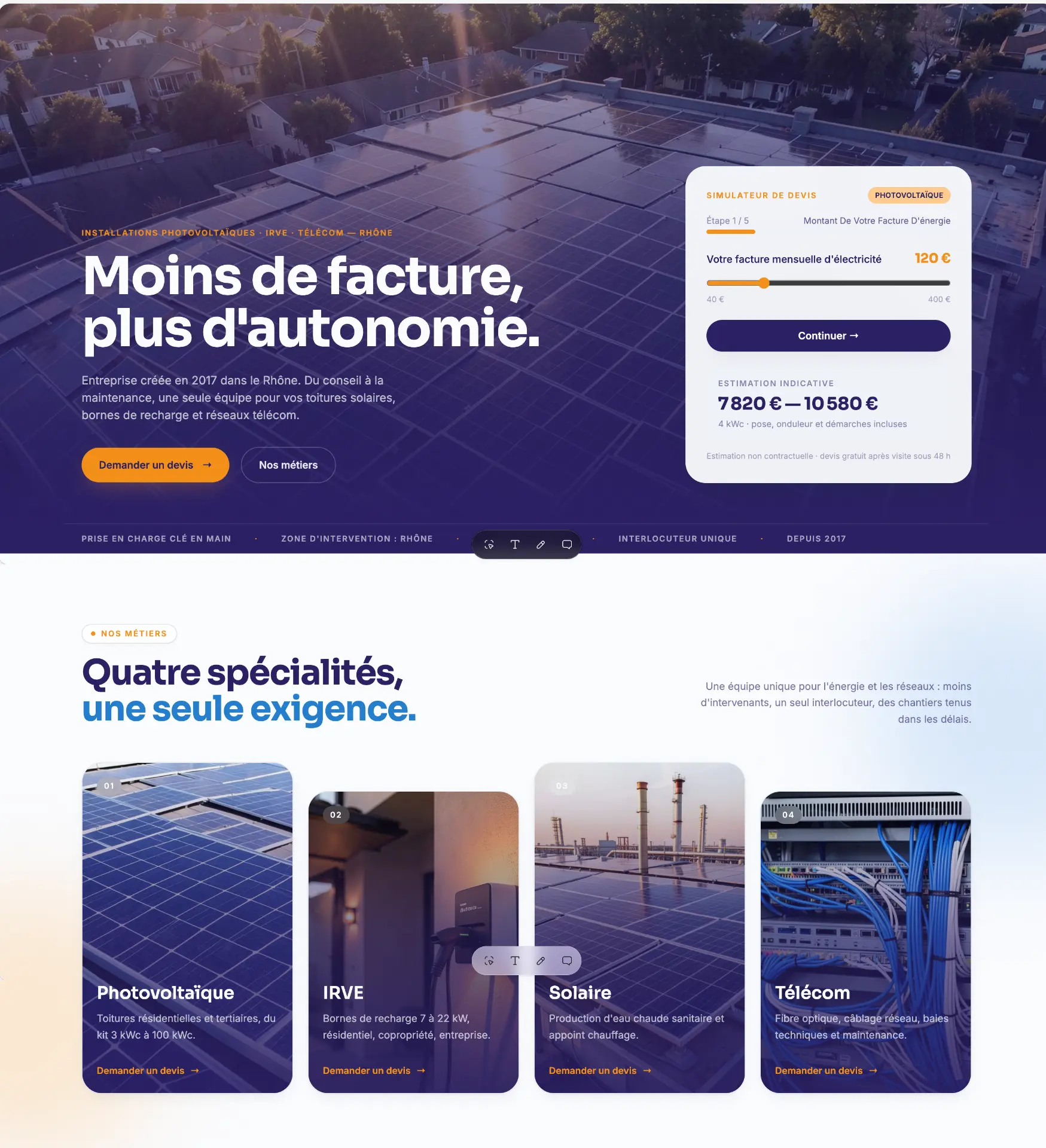 Aperçu du site Solar’Pro Rhône